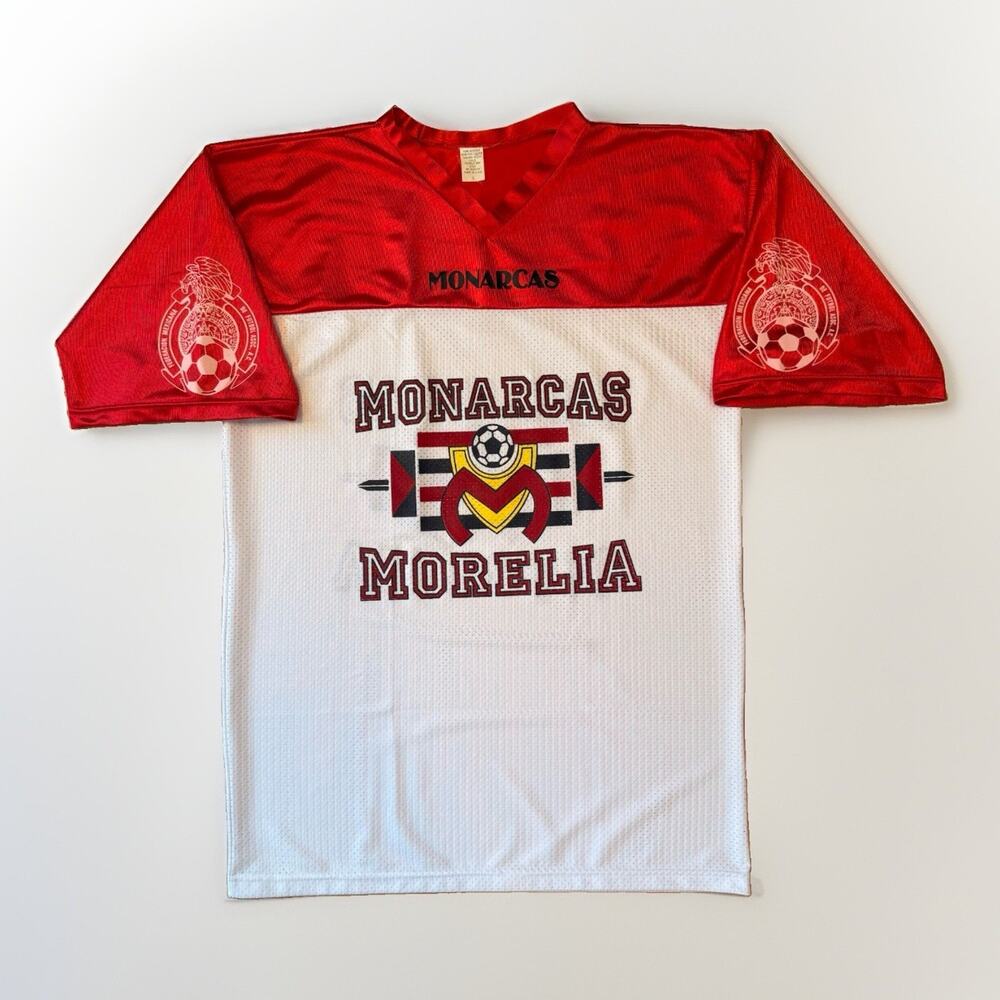 Vintage Monarcas Morelia Jersey Large White Red 90s Soccer Mexico Sportswear